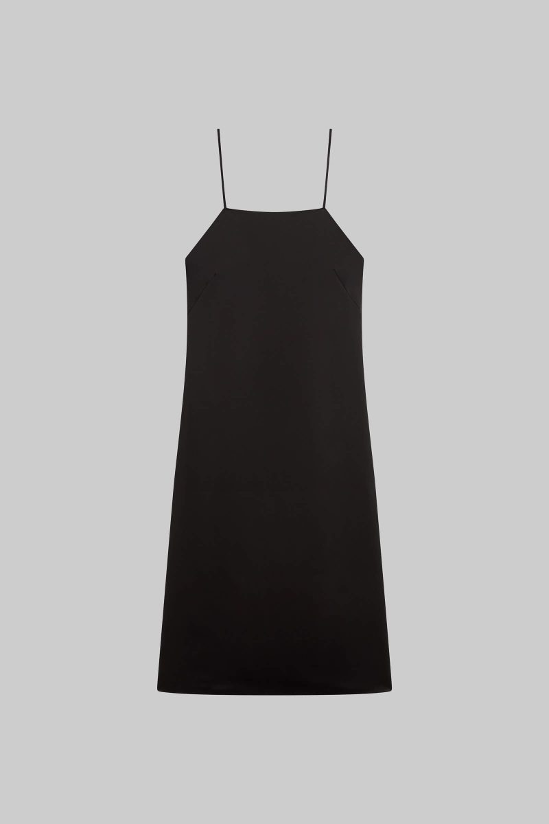 LESET BARB BARB MIDI CAMI DRESS BLACK FLAT