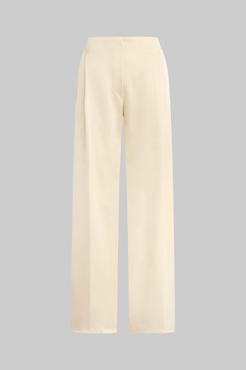 LESET BARB BARB PLEATED HIGH WAIST PANT CREME FLAT