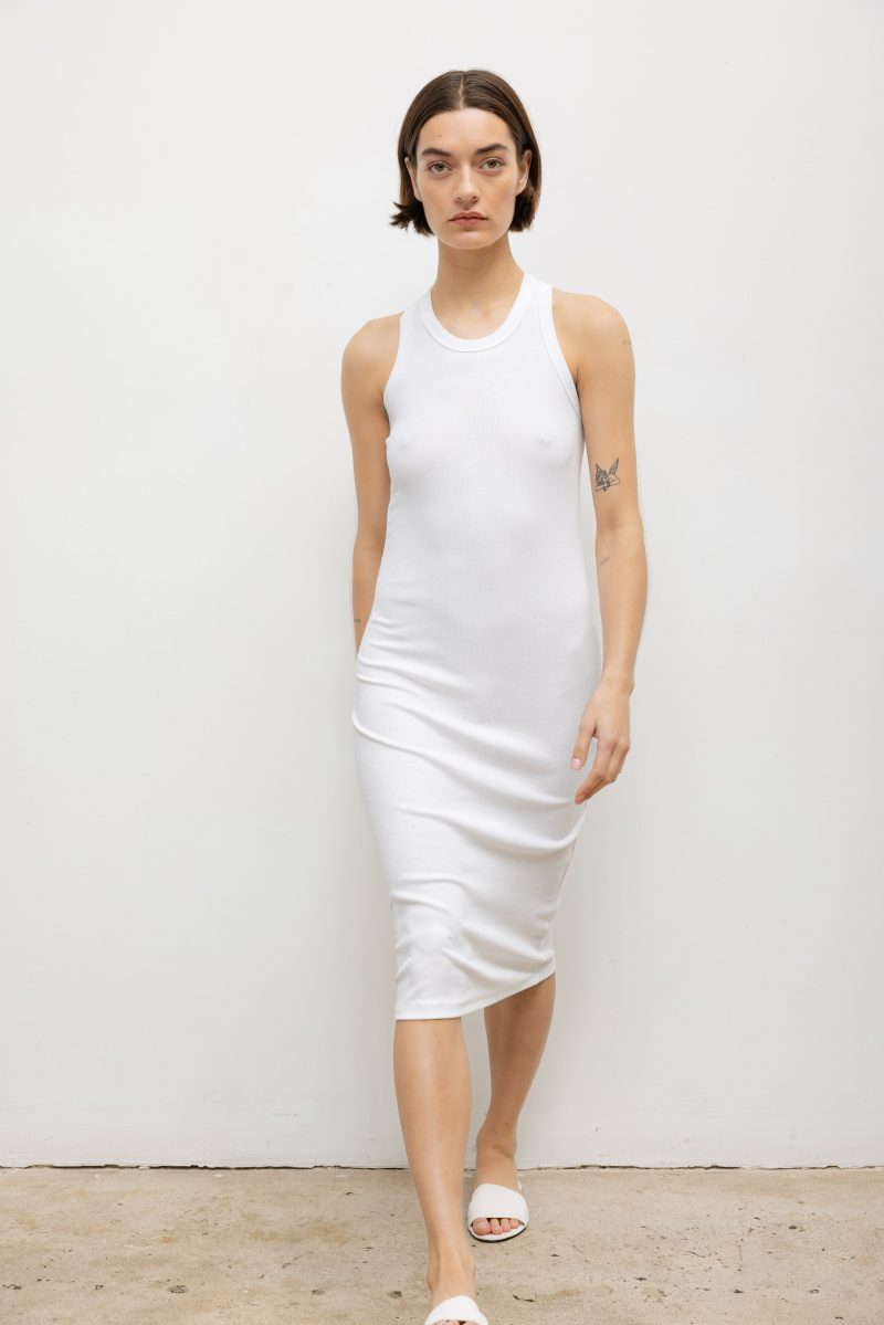 LESET KELLY KELLYRACERBACKMIDIDRESS WHITE ONMODEL 8