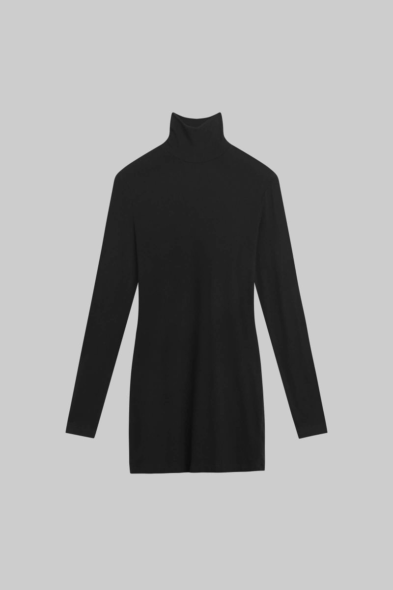 LESET LAUREN LAUREN TURTLENECK DRESS BLACK FLAT 1