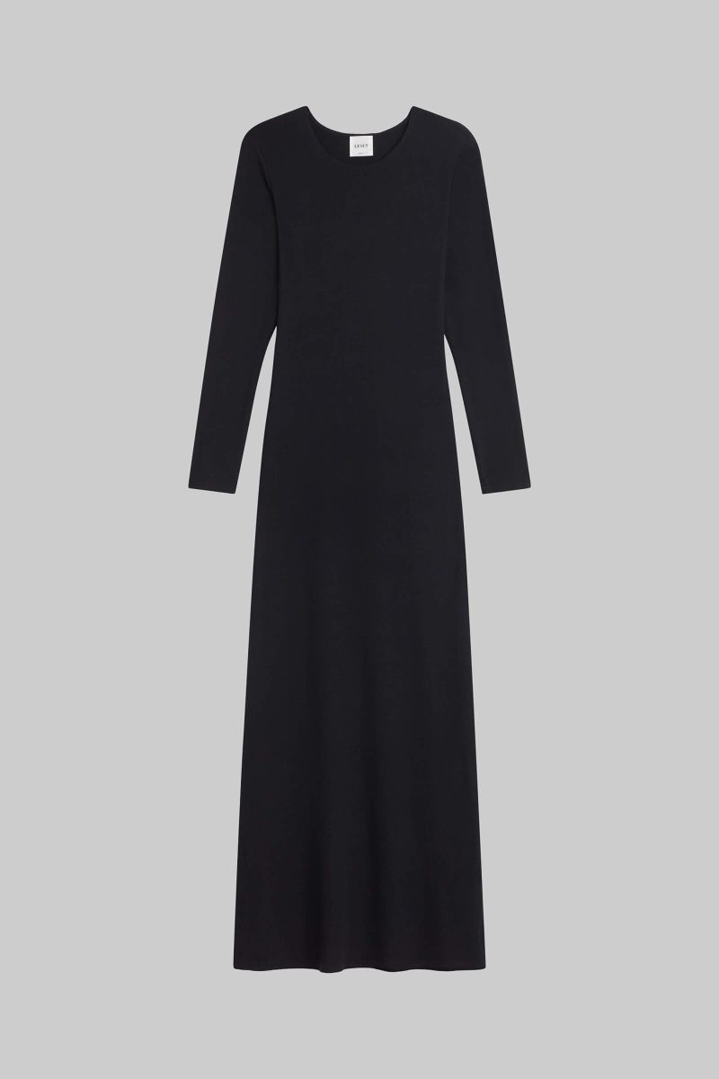 LESET LAUREN LAURENLONGSLEEVEMAXIDRESS BLACK FLAT 1