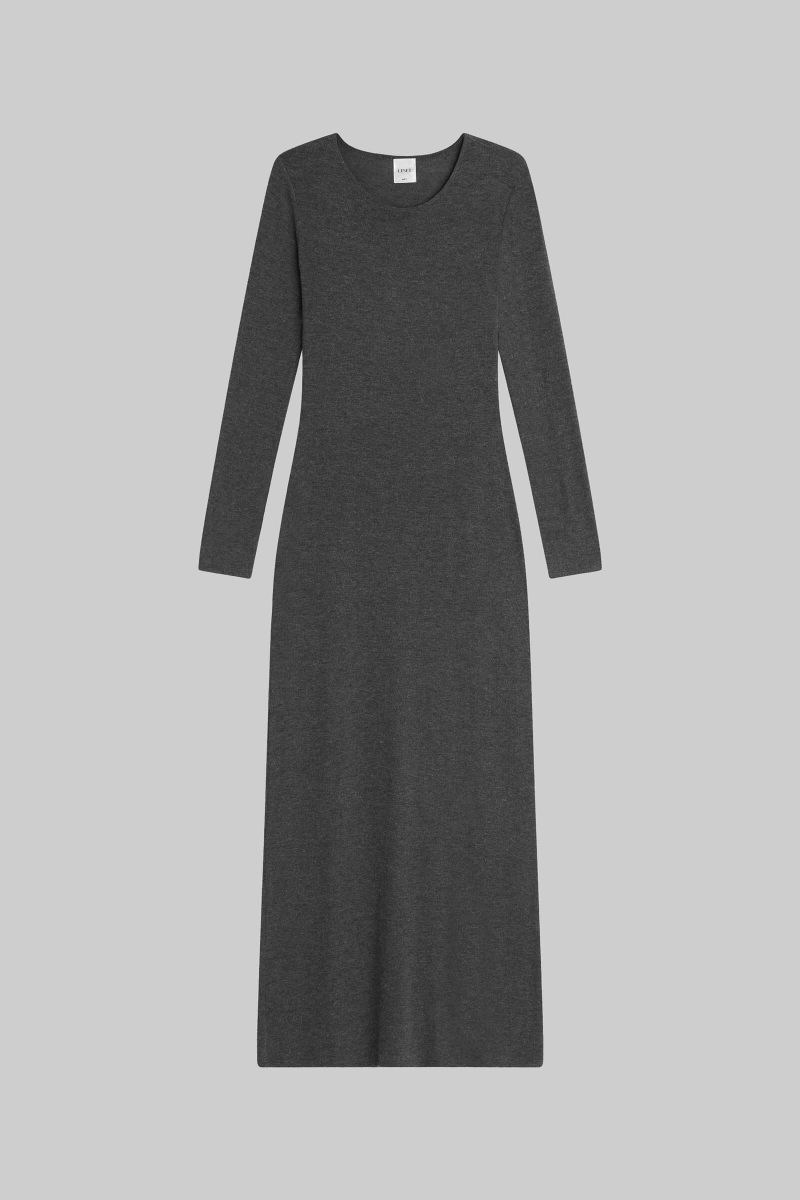 LESET LAUREN LAURENLONGSLEEVEMAXIDRESS CHARCOAL FLAT 1