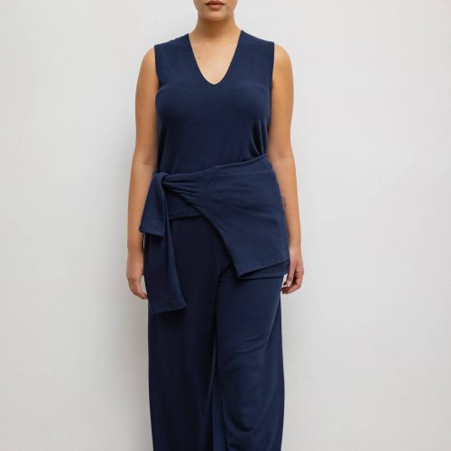 LESET LAUREN LAURENPLEATEDPOCKETPANT NAVY ONMODEL 2