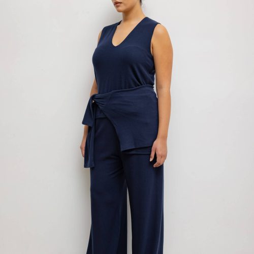 LESET LAUREN LAURENPLEATEDPOCKETPANT NAVY ONMODEL 4