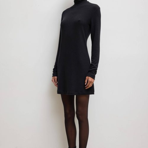 LESET LAUREN LAURENTURTLENECKDRESS BLACK ONMODEL 4