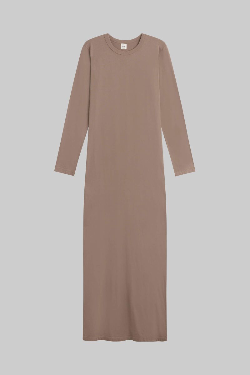 LESET MARGO THE MARGO LONG SLEEVE MAXI DRESS AFFOGATO FLAT