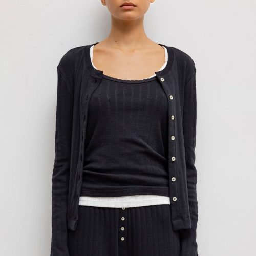 LESET POINTELLE POINTELLECLASSICCARDIGAN BLACK ONMODEL 1