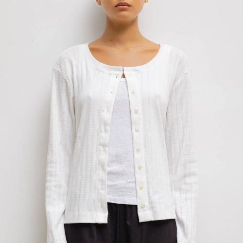 LESET POINTELLE POINTELLECLASSICCARDIGAN WHITE ONMODEL 1