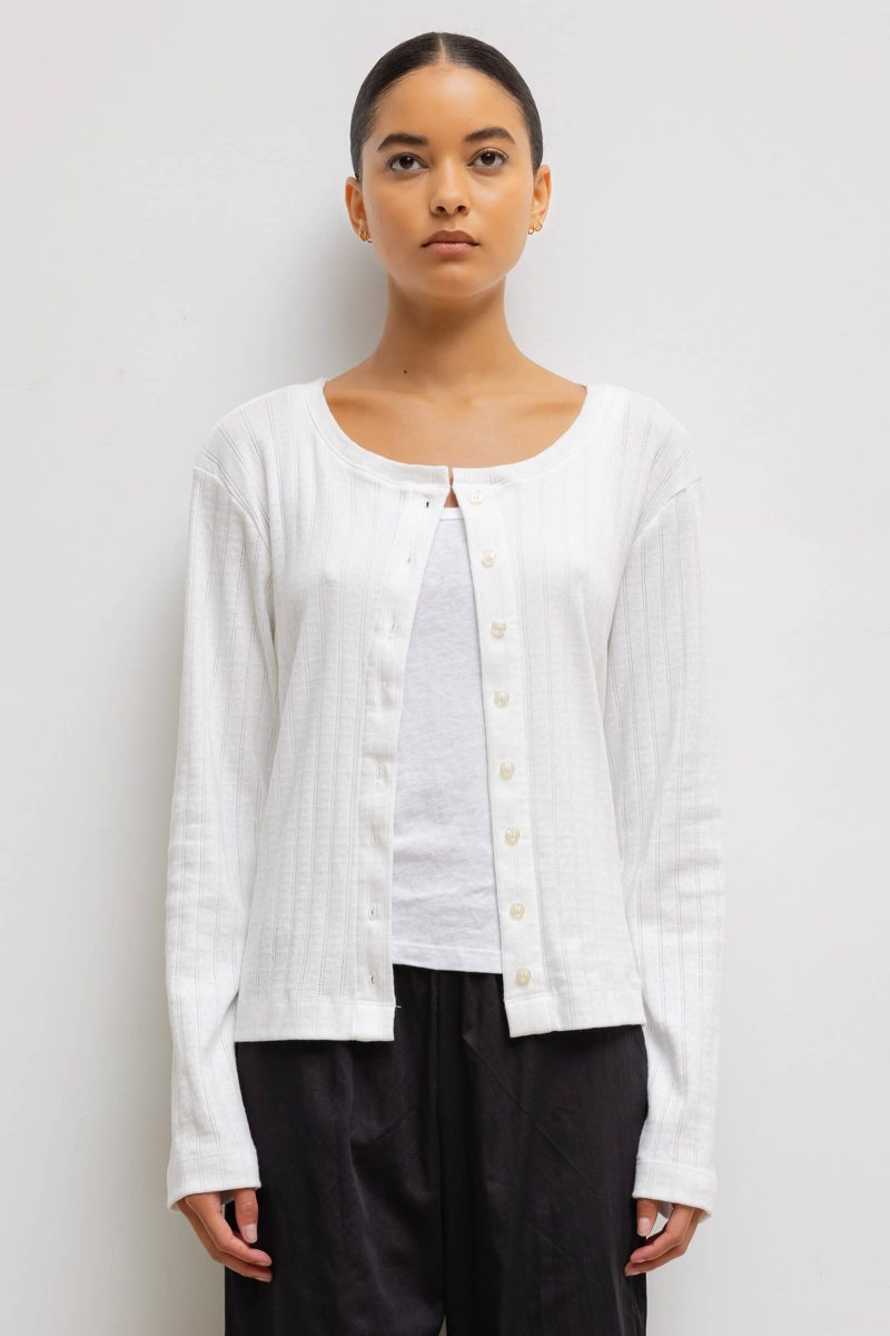 LESET POINTELLE POINTELLECLASSICCARDIGAN WHITE ONMODEL 1