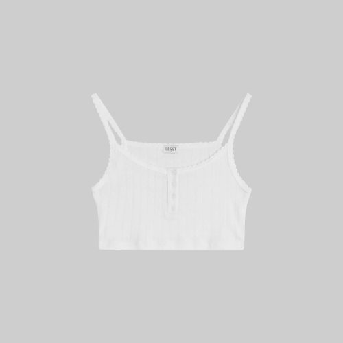 LESET POINTELLE POINTELLECROPBUTTONSCOOPNECKTANK WHITE FLAT 1