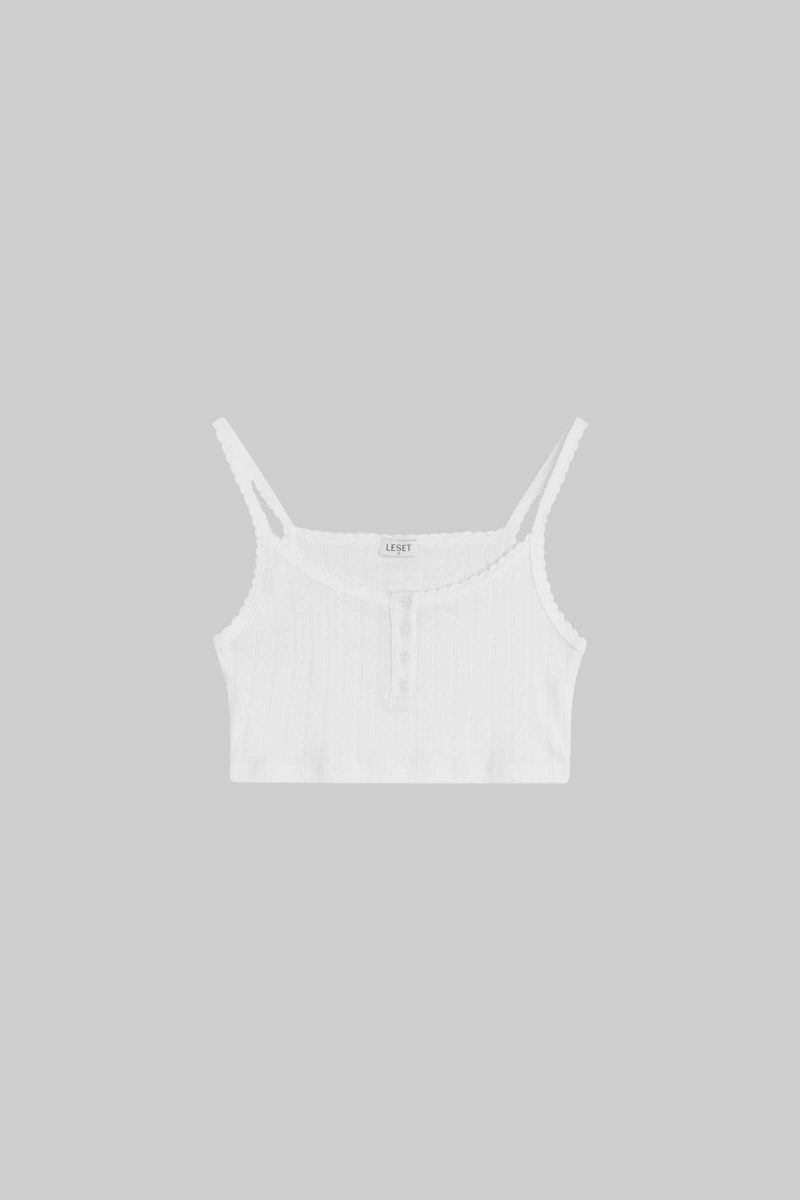 LESET POINTELLE POINTELLECROPBUTTONSCOOPNECKTANK WHITE FLAT 1