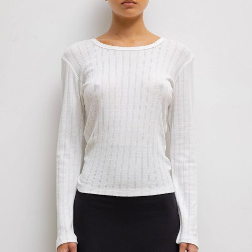 LESET POINTELLE POINTELLESLIMFITLONGSLEEVE WHITE ONMODEL 1