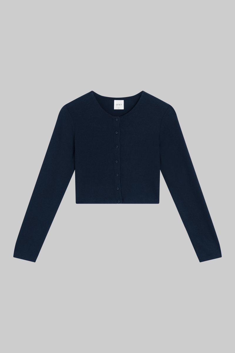 LESET SS24 LAUREN CROP CARDIGAN II NAVY