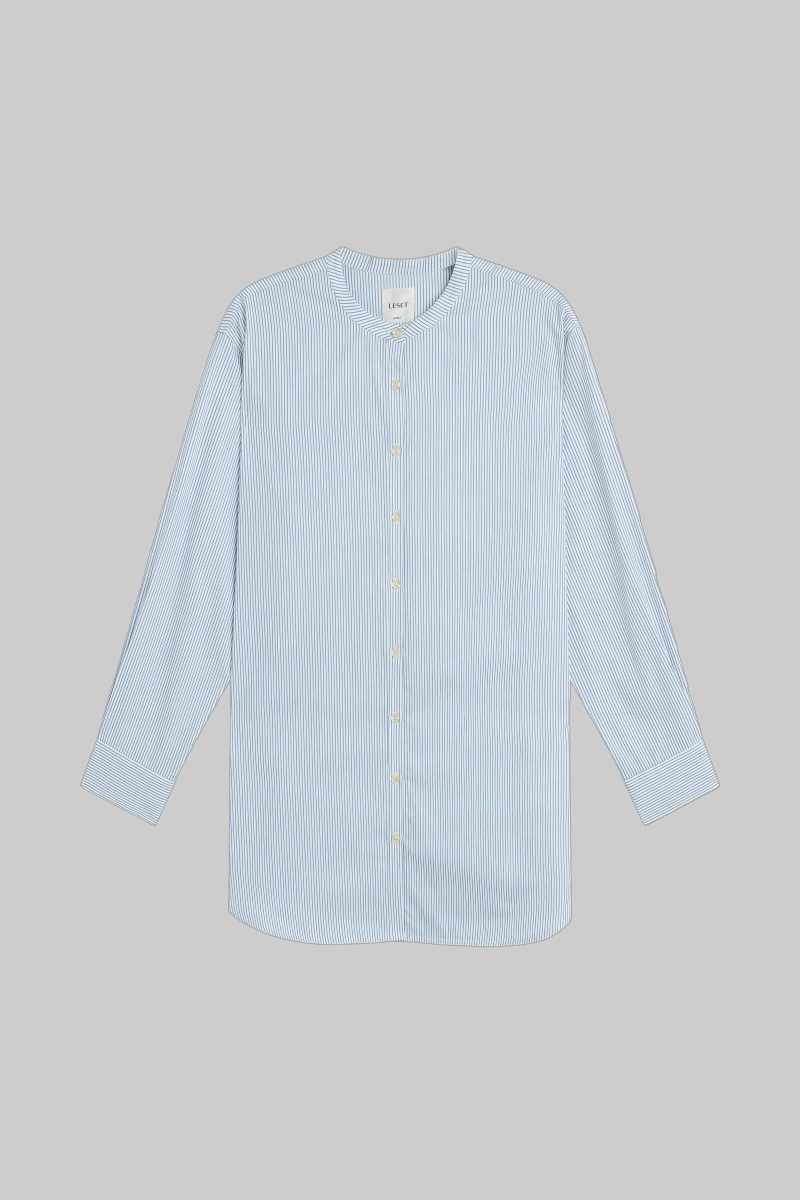 LESET YOSHI YOSHICOLLARLESSBUTTONDOWN SEASIDESTRIPE FLAT 1